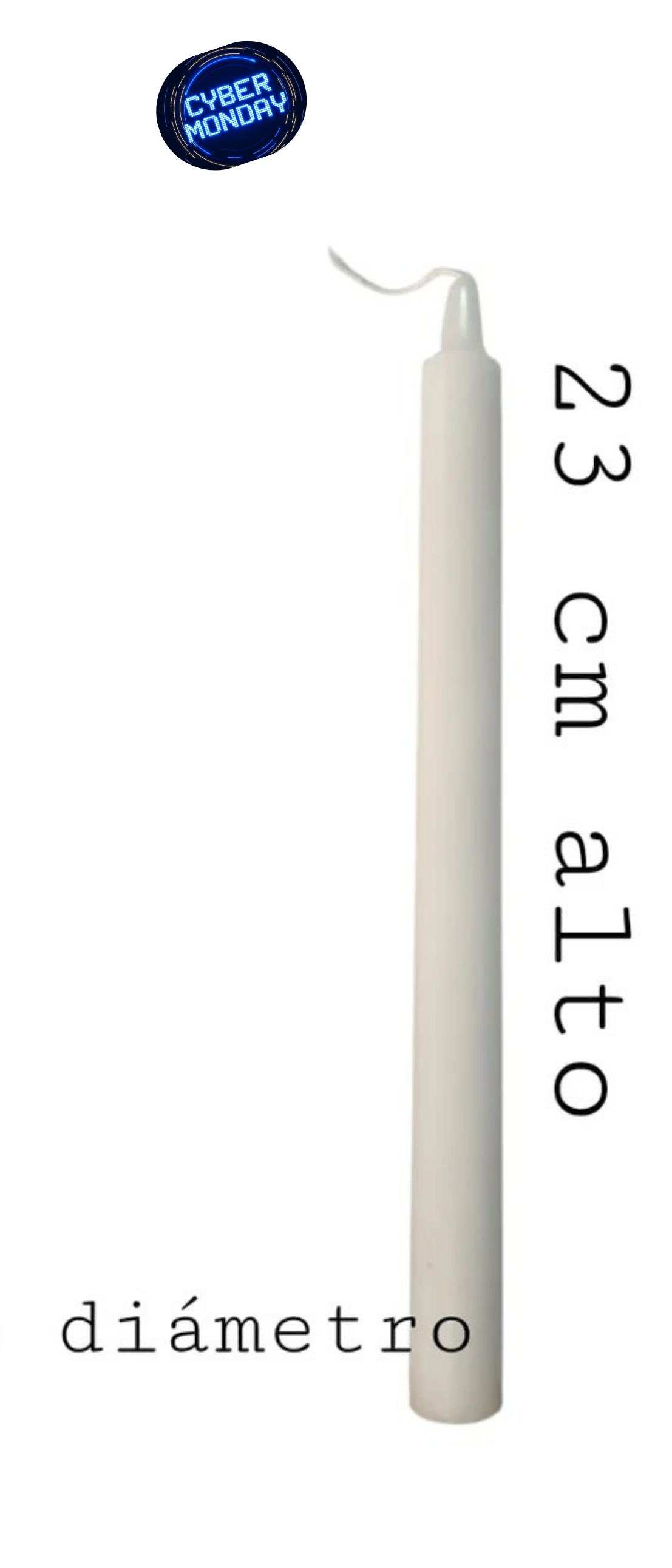 Velas lisas color blanco de soja 23cm alto.