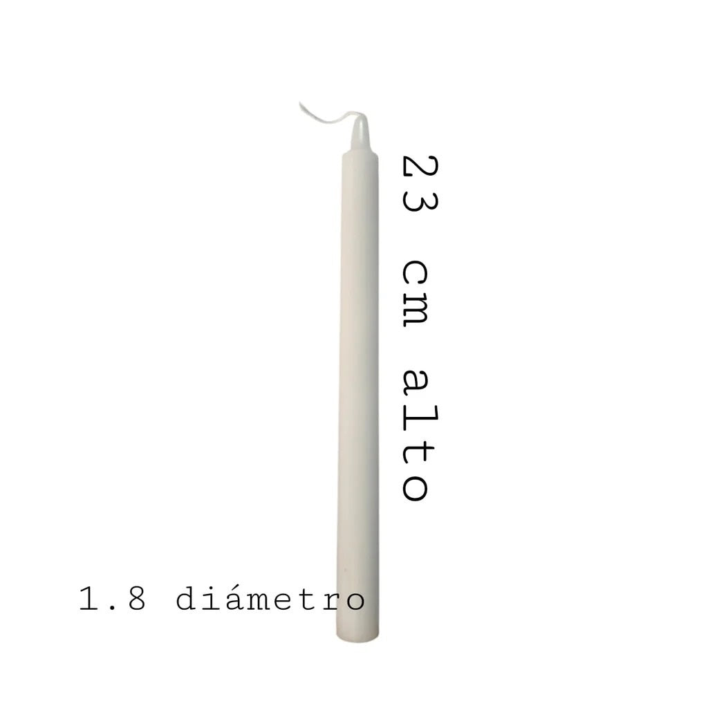Velas lisas color blanco de soja 23cm alto.